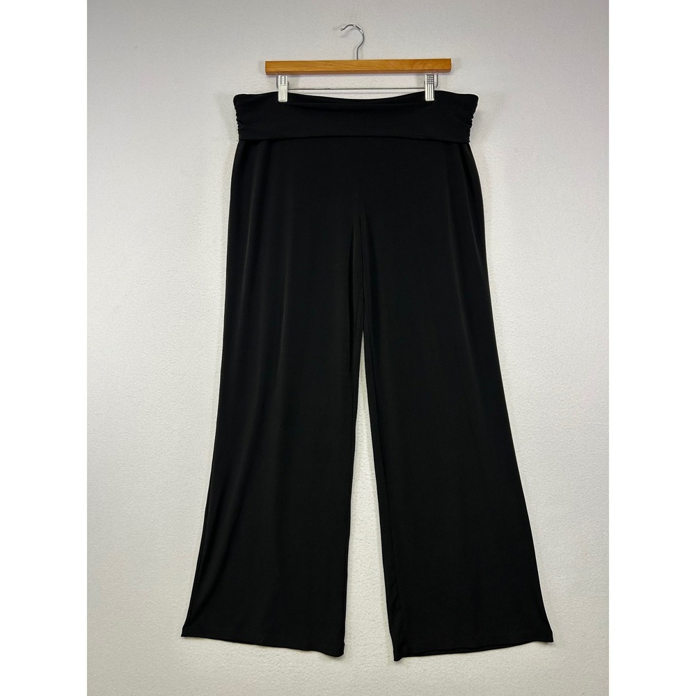 Athleisure Attention Women XL Black Wide Leg‎ Foldover Waist Lounge Yoga Pants